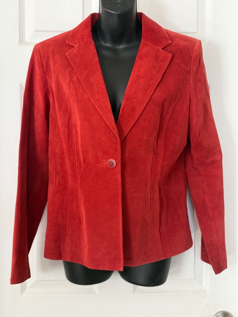 Alfani Petite Red Suede Leather Blazer Size M